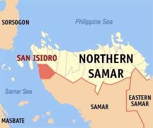Mapa san Northern Samar nga nagpapakita kon hain an San Isidro