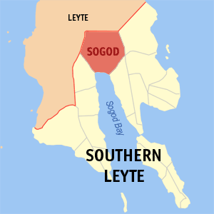 Mapa han Southern Leyte nga nagpapakita kon hain nahamutangan an Sogod