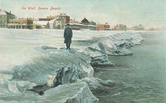 painting of ice on Revere Beach