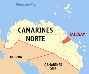 Mapa han Camarines Norte nga nagpapakita kon hain nahamutang an Talisay