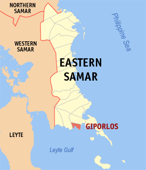 Mapa han Sinirangan nga Samar nga nagpapakita kon hain an Giporlos