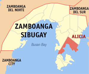 Mapa han Zamboanga Sibugay nga nagpapakita kon hain nahamutangan an Alicia