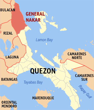 Mapa han Quezon nga nagpapakita kon hain nahimutang an General Nakar