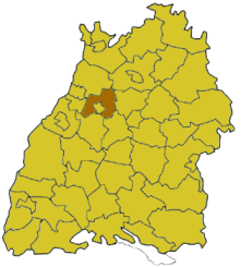 Enzkreis läge i Baden-Württemberg