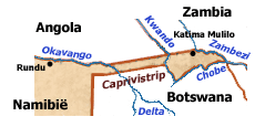 Carte de la bande de Caprivi (Caprivistrip).