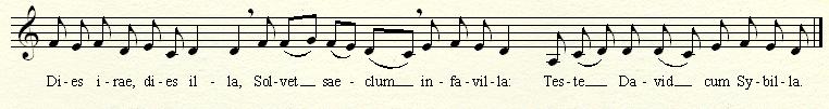 The Dies Irae melody in treble clef.