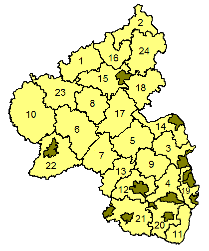 ラインラント＝プファルツ州の区分マップ