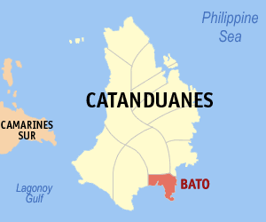 Mapa han Catanduanes nga nagpapakita kon hain nahamutang an Bato