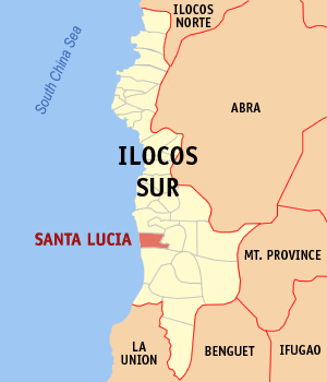 Mapa han Ilocos Sur nga nagpapakita kon hain nahamutang an Santa Lucia