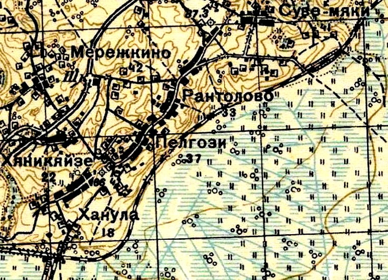 Деревня Рантолово на карте 1931 года