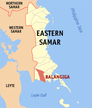 Mapa han Sinirangan nga Samar nga nagpapakita kon hain an Balangiga
