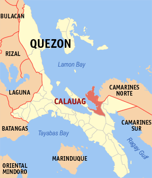 Mapa han Quezon nga nagpapakita kon hain nahimutang an Calauag