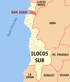 Mapa han Ilocos Sur nga nagpapakita kon hain nahamutang an San Juan