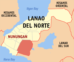 Mapa han Lanao del Norte nga nagpapakita hon hain nahamutangan an Nunungan