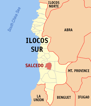 Mapa han Ilocos Sur nga nagpapakita kon hain nahamutang an Salcedo