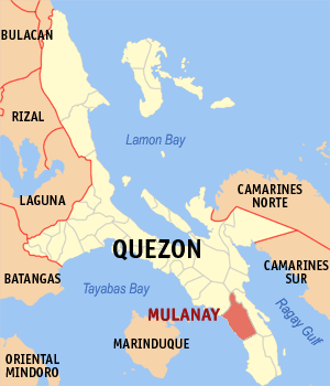 Mapa han Quezon nga nagpapakita kon hain nahimutang an Mulanay