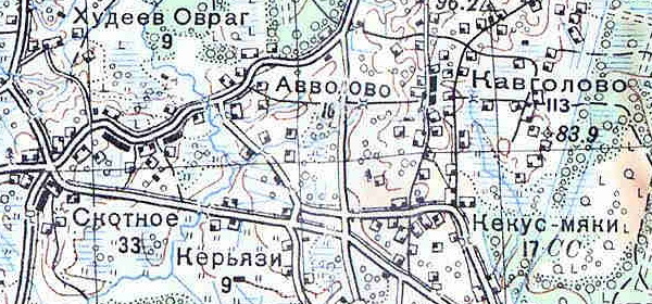 План деревни Авволово. 1939 год