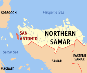 Mapa san Northern Samar nga nagpapakita kon hain an San Antonio