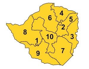 Carte du Zimbabwe avec ses provinces