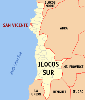 Mapa han Ilocos Sur nga nagpapakita kon hain nahamutang an San Vicente