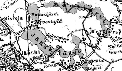 Деревня Ярвенкюля на финской карте 1923 года