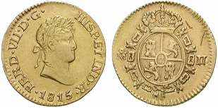 Moneda de dos escudos de Fernando VII, México, 1815.