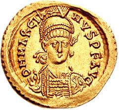 Gold coin depicting Marcian