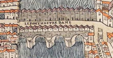 Le pont Notre-Dame vers 1550 sur le plan de Truschet et Hoyau.