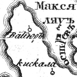 Деревня Ватнуори (Ватиюр) на русской карте 1745 года