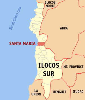 Mapa han Ilocos Sur nga nagpapakita kon hain nahamutang an Santa Maria