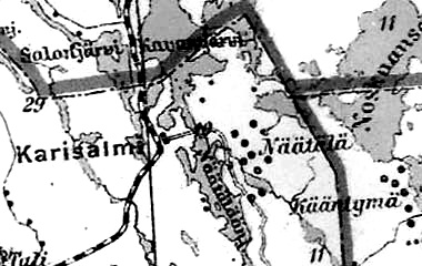 Посёлок Карисалми на финской карте 1923 года