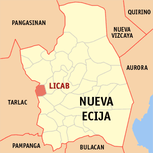 Mapa han Nueva Ecija nga nagpapakita kon hain an Licab