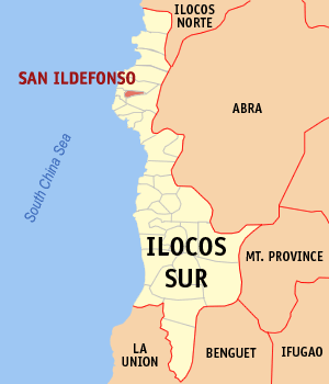 Mapa han Ilocos Sur nga nagpapakita kon hain nahamutang an San Ildefonso