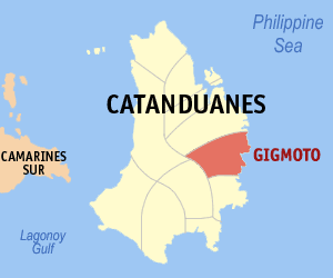 Mapa han Catanduanes nga nagpapakita kon hain nahamutang an Gigmoto