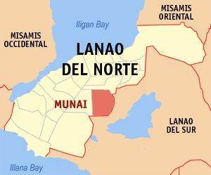 Mapa han Lanao del Norte nga nagpapakita hon hain nahamutangan an Munai