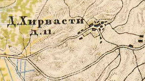 План деревни Хирвости. 1885 год