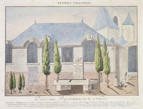 Cimetière et église en 1790 avec la tombe de la Bastille