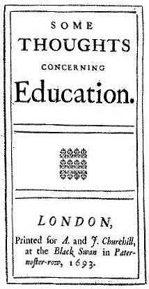 Page reads "Some Thoughts Concerning Education. London, Printed for A. and J. Churchill, at the Black Swan in Pater-noster-row, 1693."