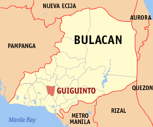 Mapa han Bulacan nga nagpapakita kon hain nahimutang an Guiguinto