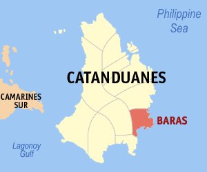 Mapa han Catanduanes nga nagpapakita kon hain nahamutang an Baras