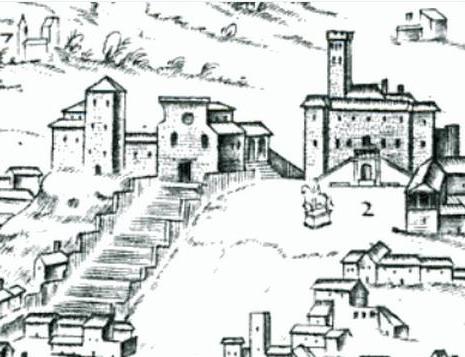 Piazza del Campidoglio på en gravyr från år 1555.