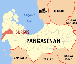 Mapa han Pangasinan nga nagpapakita kon hain nahamutang an Burgos