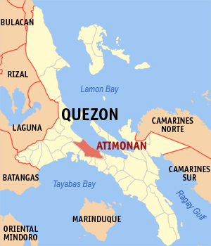 Mapa han Quezon nga nagpapakita kon hain nahimutang an Atimonan