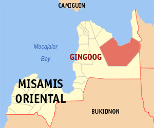 Mapa han Misamis Oriental nga nagpapakita kon hain nahamutangan an Syudad han Gingoog