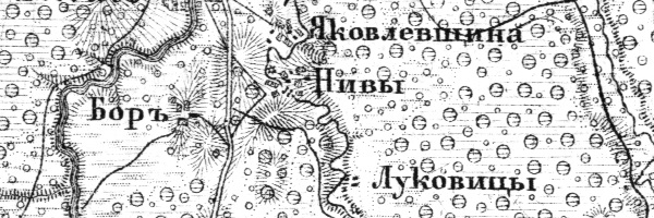 Деревня Нивы на карте Ф. Ф. Шуберта 1872 года