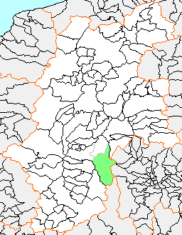 長谷村の県内位置図