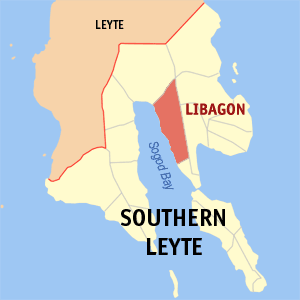 Mapa han Southern Leyte nga nagpapakita kon hain nahamutangan an Libagon