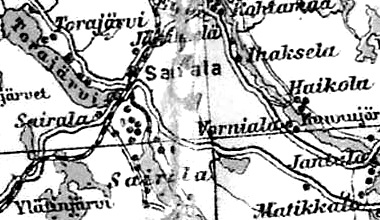 Деревня Сайрала на финской карте 1923 года