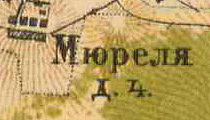 Деревня Мюреля на карте 1885 года