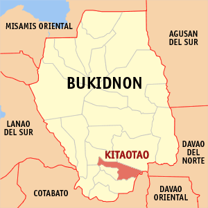 Mapa han Bukidnon nga nagpapakita kon hain an Kitaotao